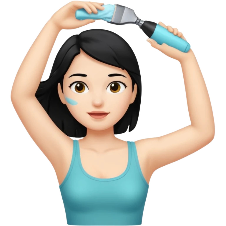 woman black long hair shaving armpit emoji