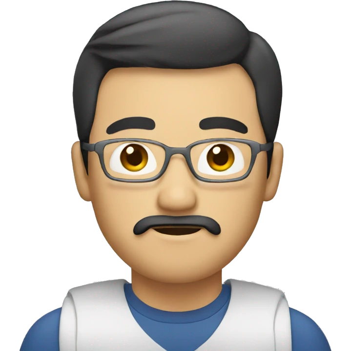 asian man with slight beard and moustache and chin moustache with a laptop emoji