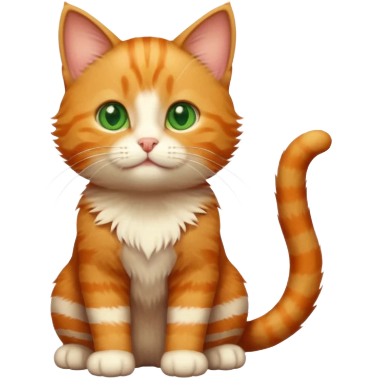 A high-resolution photo-realistic digital illustration of a ginger tabby cat kitten, chest upward emoji