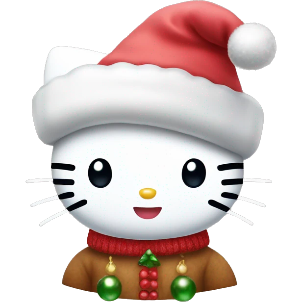 hello kitty with chistmas hat emoji