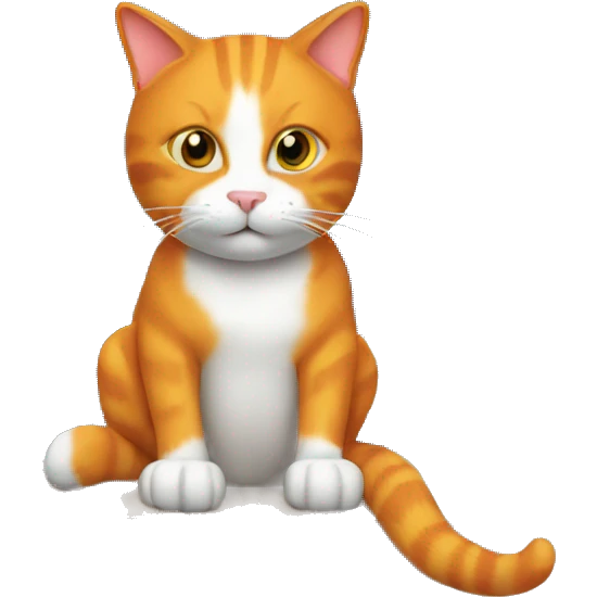 orange cat in front of a computer emoji