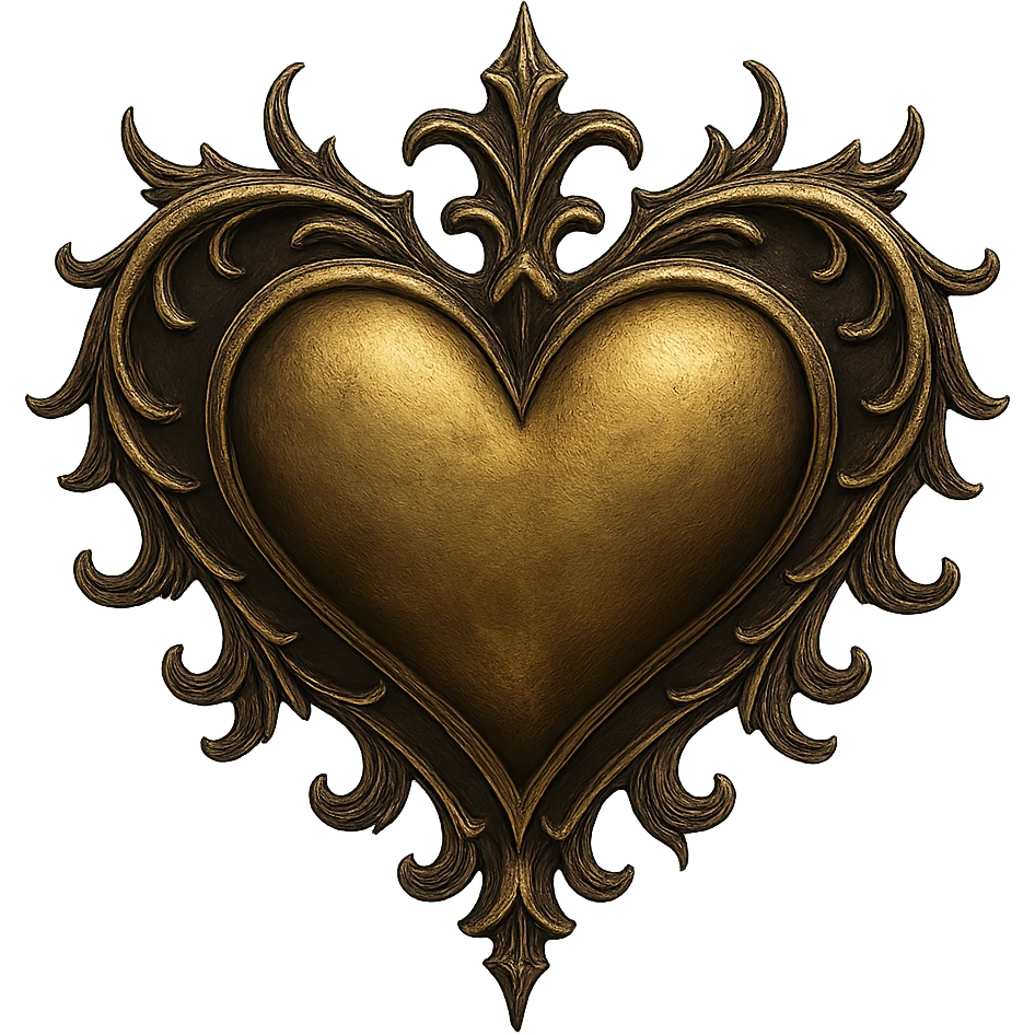 gold goth heart, remove background emoji