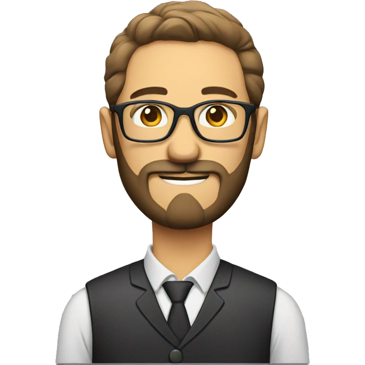man with eyeglass with beard and a bit with chee emoji
