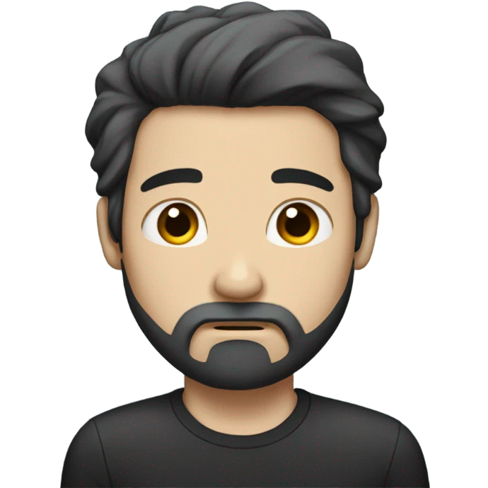 a tall white man with black hair and a beard crying and beggine emoji