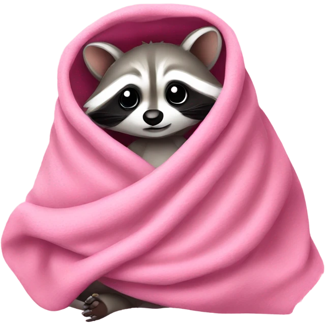 Baby Raccoon wrapped in pink blanket emoji