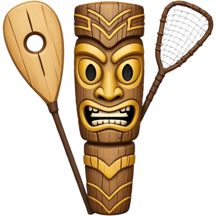 wooden tiki with lacrosse stick emoji