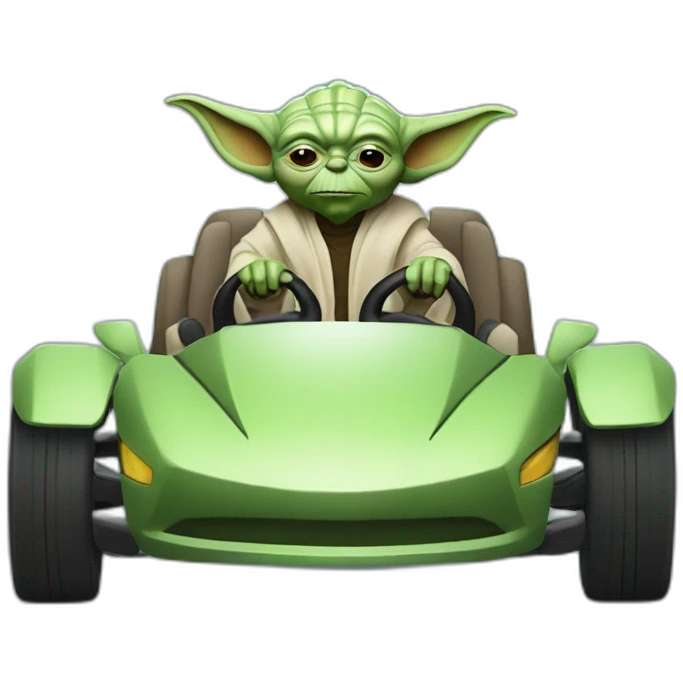 Master Yoda driving a car emoji