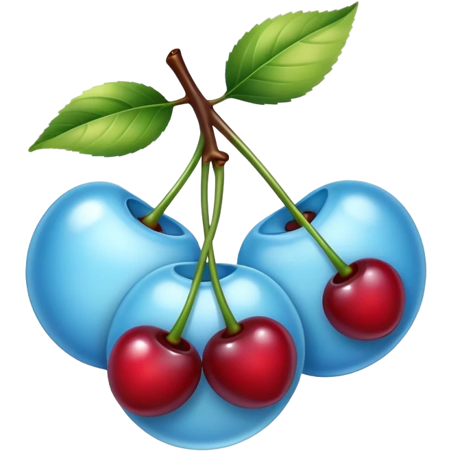 Shiny light blue cherries emoji