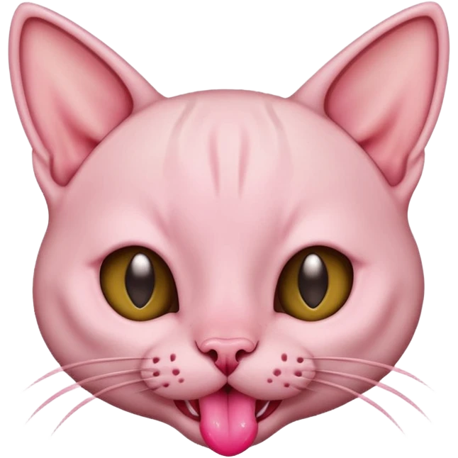 Cute hairless cat sticking out tongue emoji