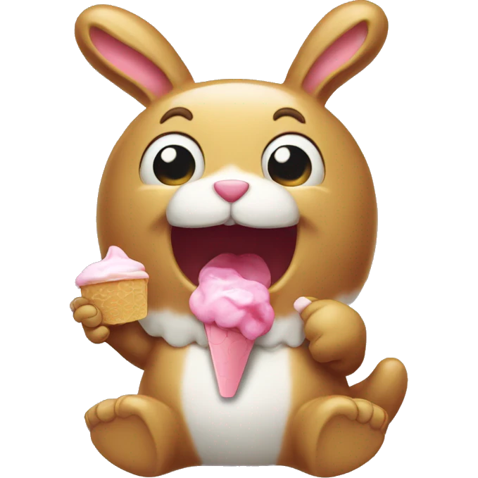 Jelly cat bunny eating icecream  emoji