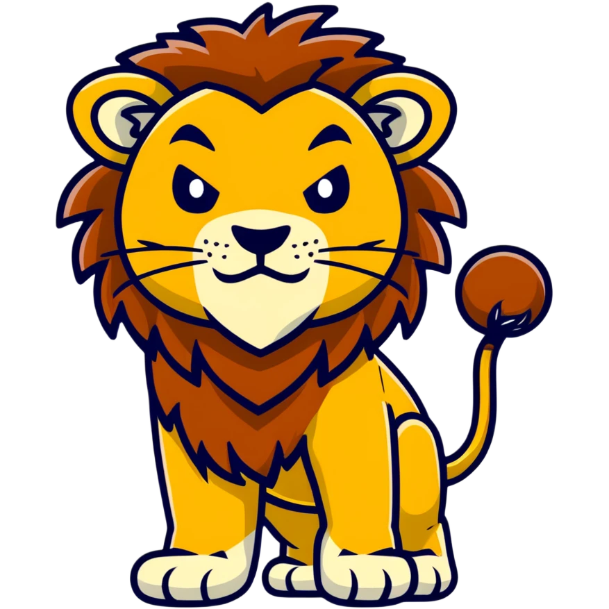 nasty lion looking sideways with mean fierce expression emoji