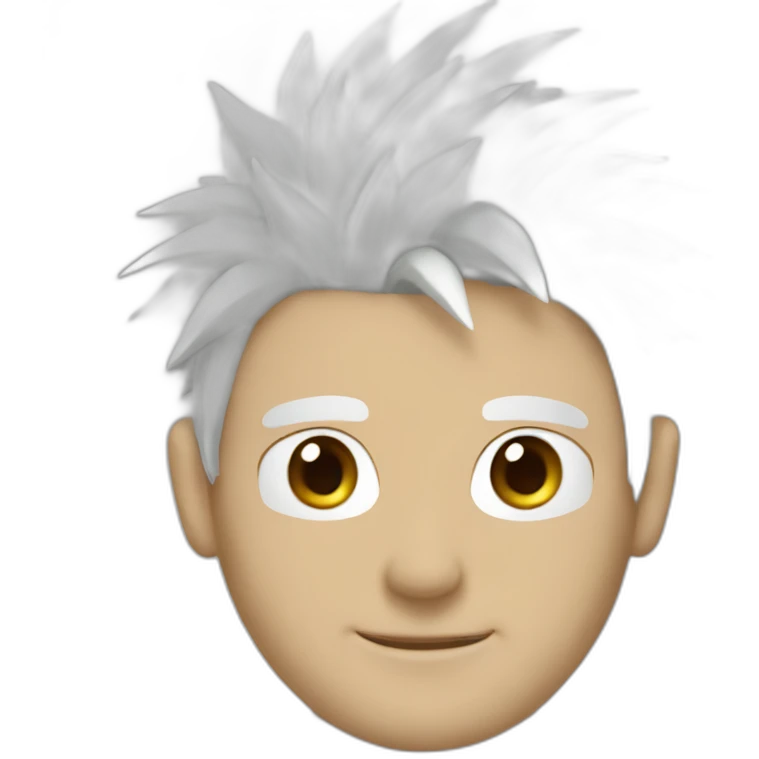 guy tall white spiky hair blue-blinfolded emoji