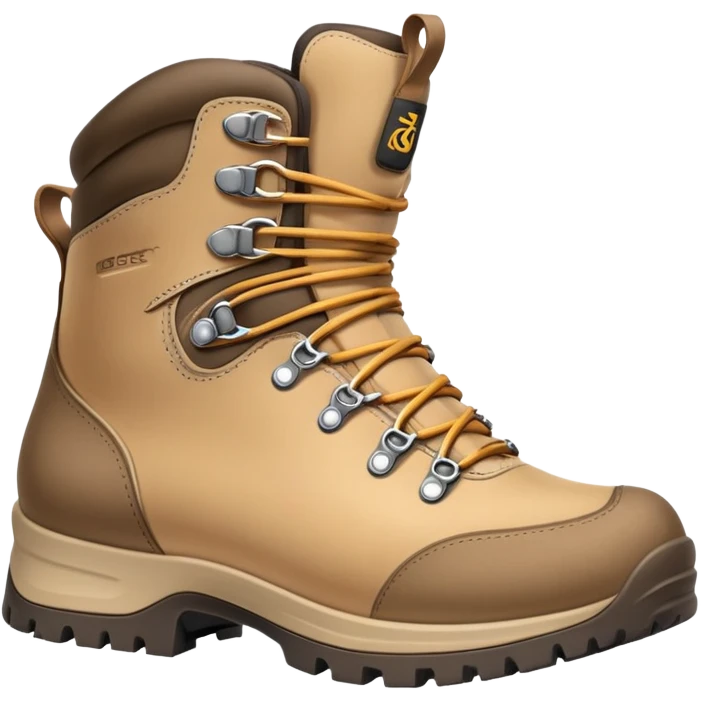 beige hiking boots with Gore-Tex waterproof technology emoji