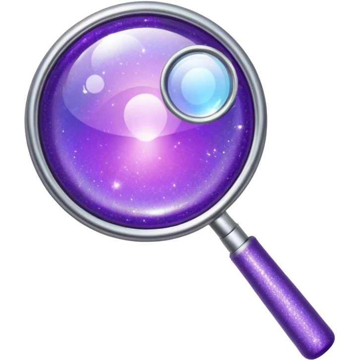 glitter purple and magnifying glass emoji