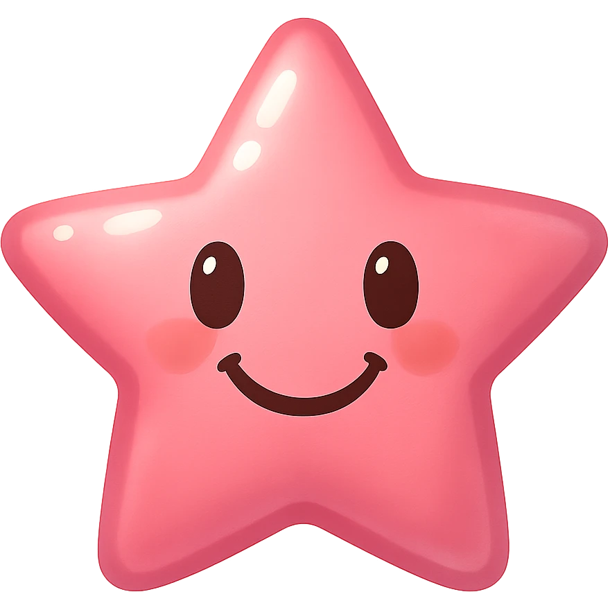 pink star emoji, shiny and cheerful emoji