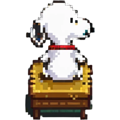 Snoopy sitting with Woodstock pixel art emoji