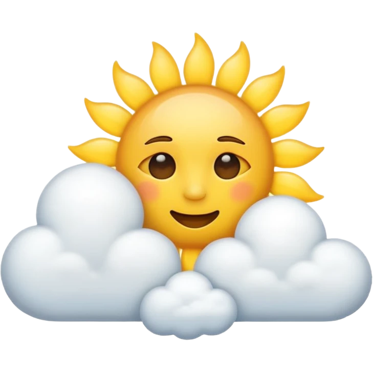 cloud and sun together, soft and rounded emoji style emoji