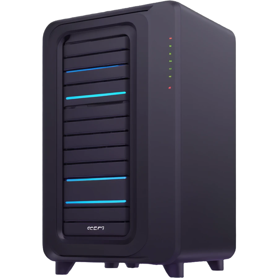 futuristic PC server with digital network connections emoji