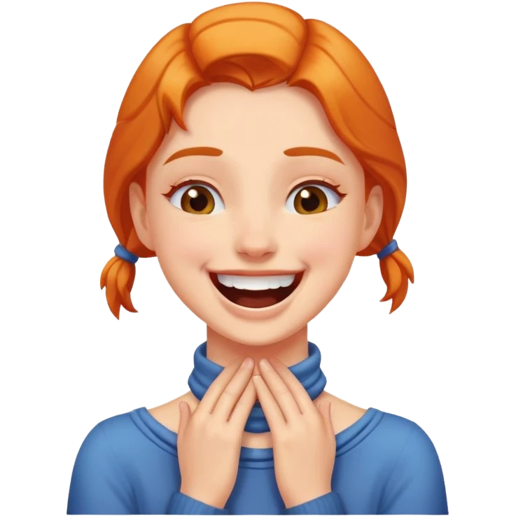 Girl putting hands on neck laughing emoji