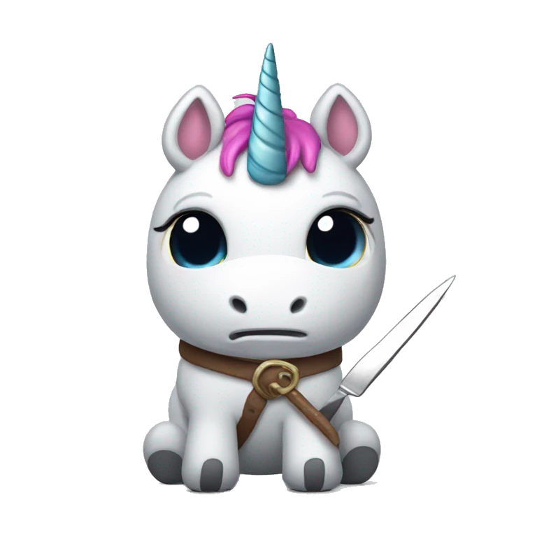 unicorn holding knife emoji