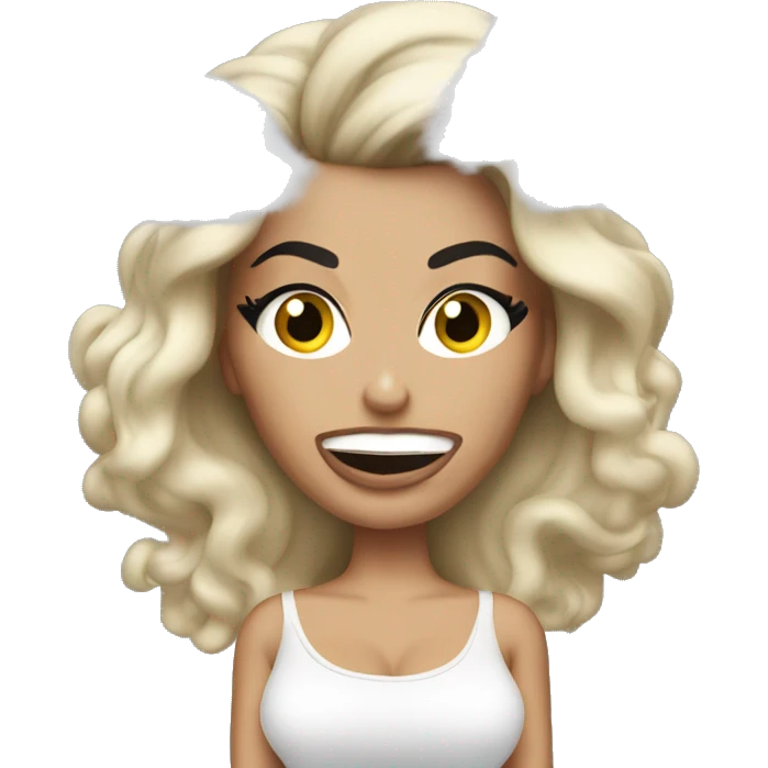 woman who looks like Katie price blowing out a cloud emoji