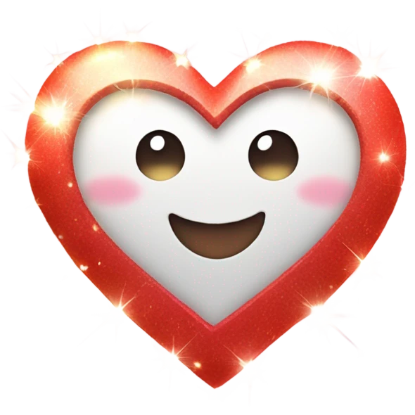 A heart with lights and sparkles and a lot of love emoji