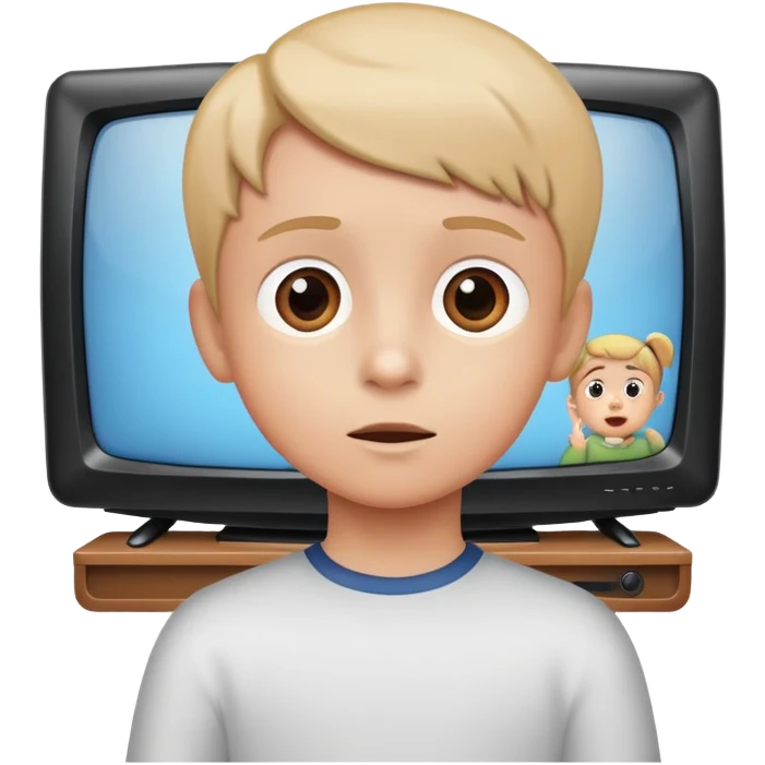 child watching cartoon on television emoji