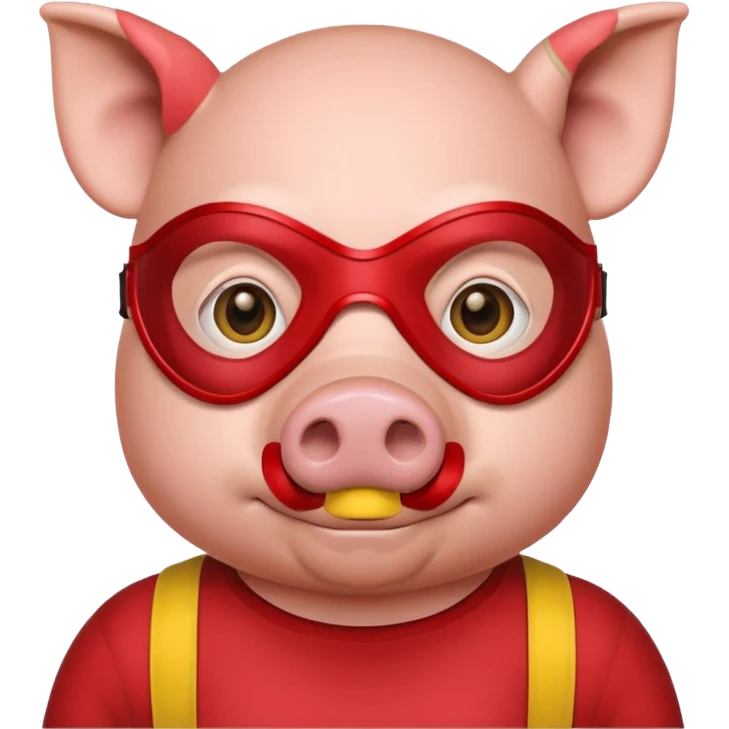 a pig hero with yellow mask and wearing shirt emoji