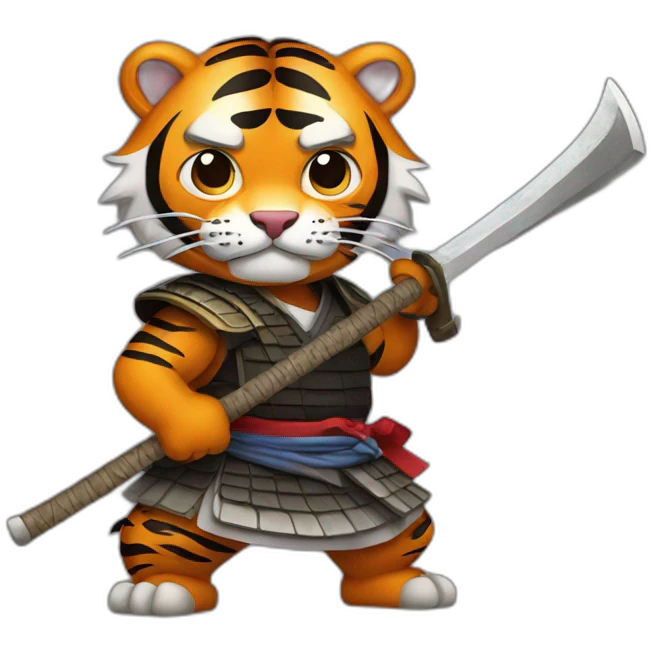 Tiger samurai holding axe emoji