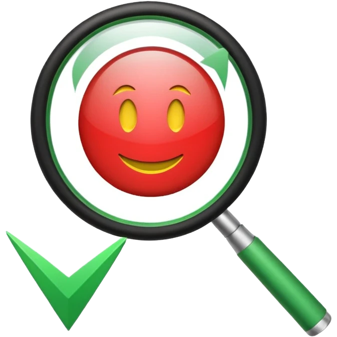 Create a clean emoji-style icon representing “Challenge Review”.Include a document with a red warning symbol, a green magnifying glass overlay  and a small refresh arrow. emoji