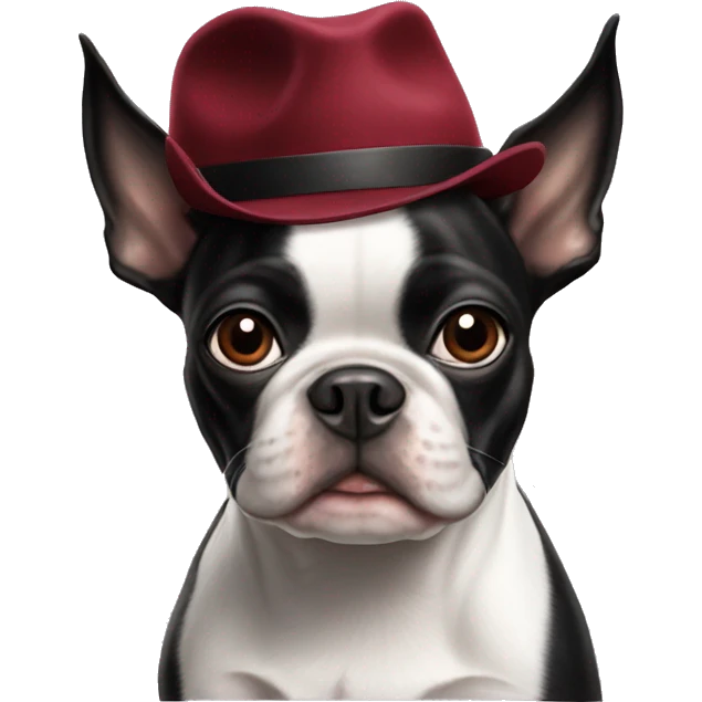 Boston terrier with a Harvard university hat on  emoji