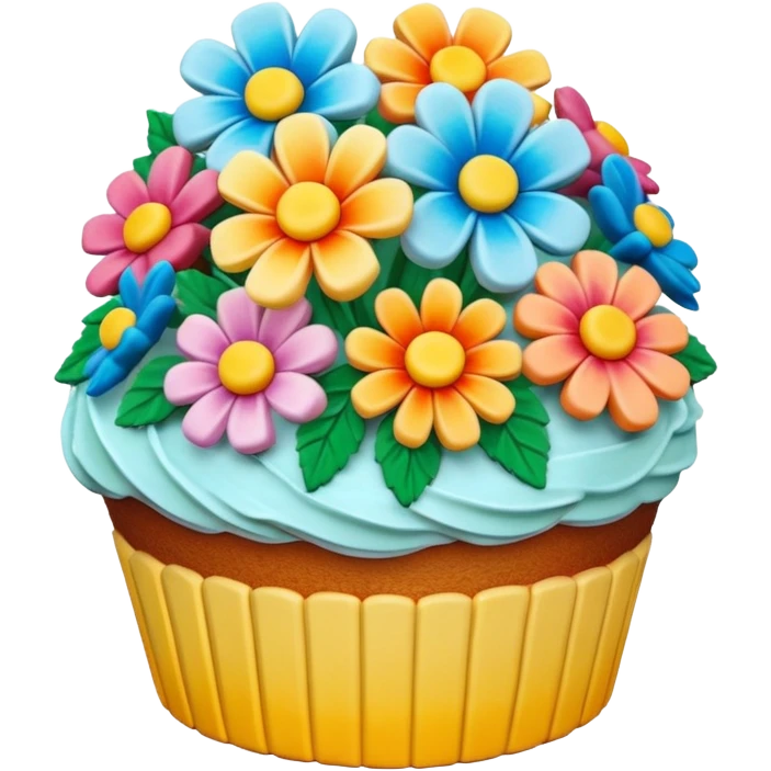 cake in the shape of a bouquet of flowers emoji