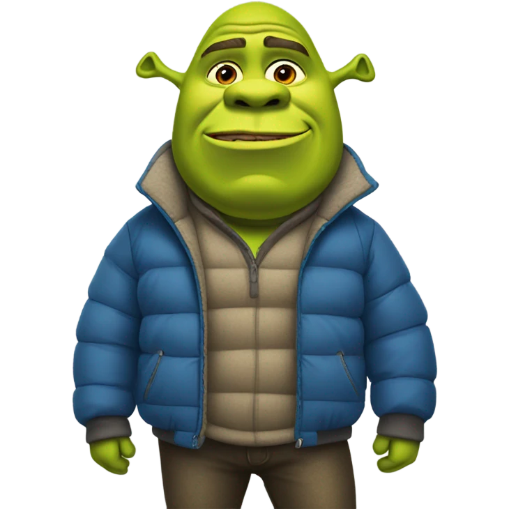 shrek wearing puffer emoji