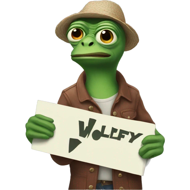 pepe holding a sign that reads Wolfy's Fault  emoji