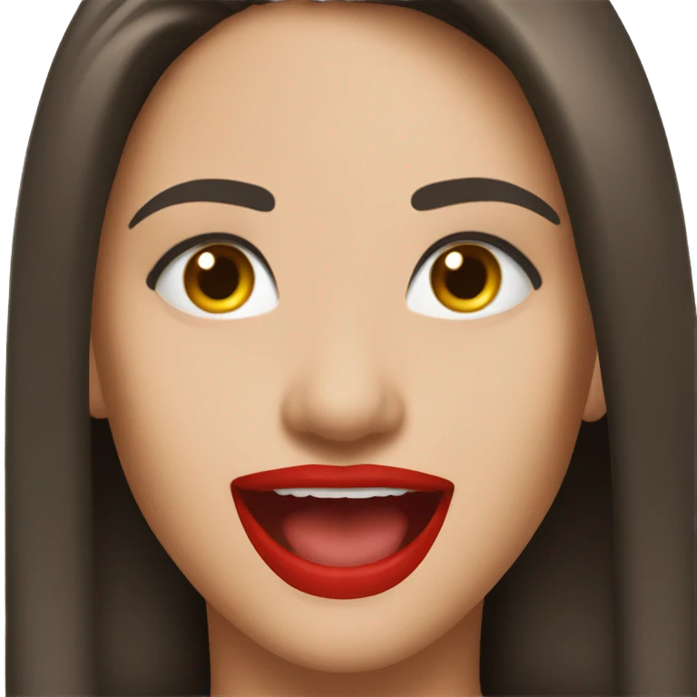 Brunette girl red lips cheering happy emoji