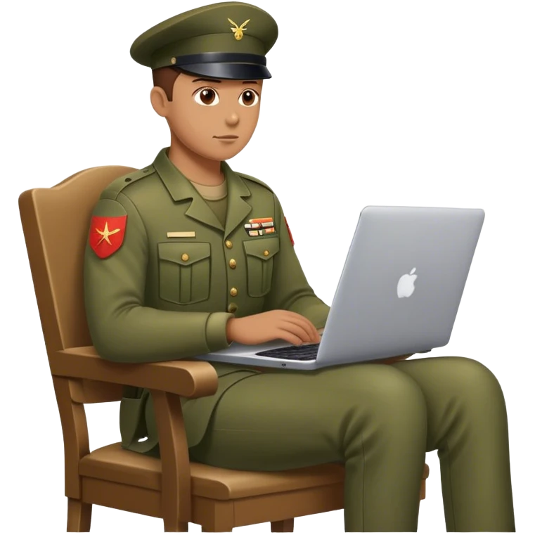 Soldier on a chair watching a laptop emoji