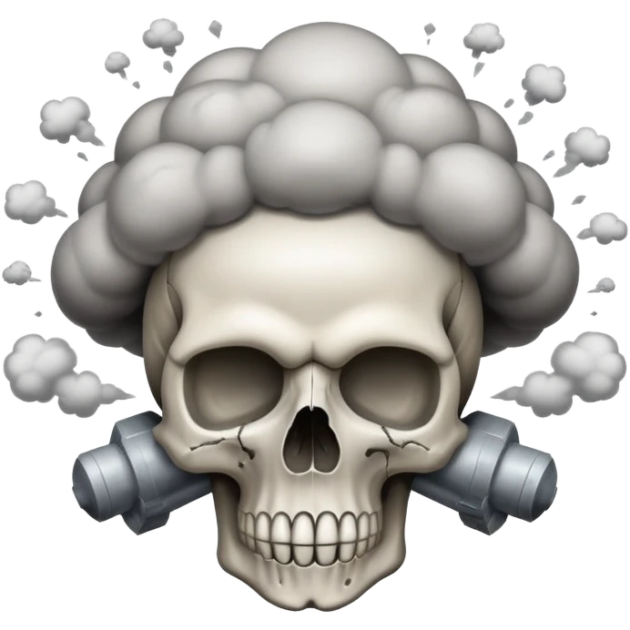 Взорванный череп с ядерным грибом, эмоджи скопировать emoji