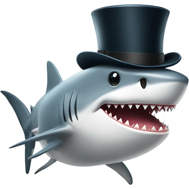 Shark with a top hat emoji