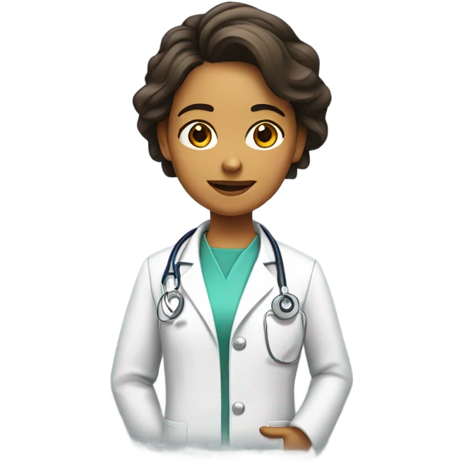 Chica pelo corto castaño doctora emoji