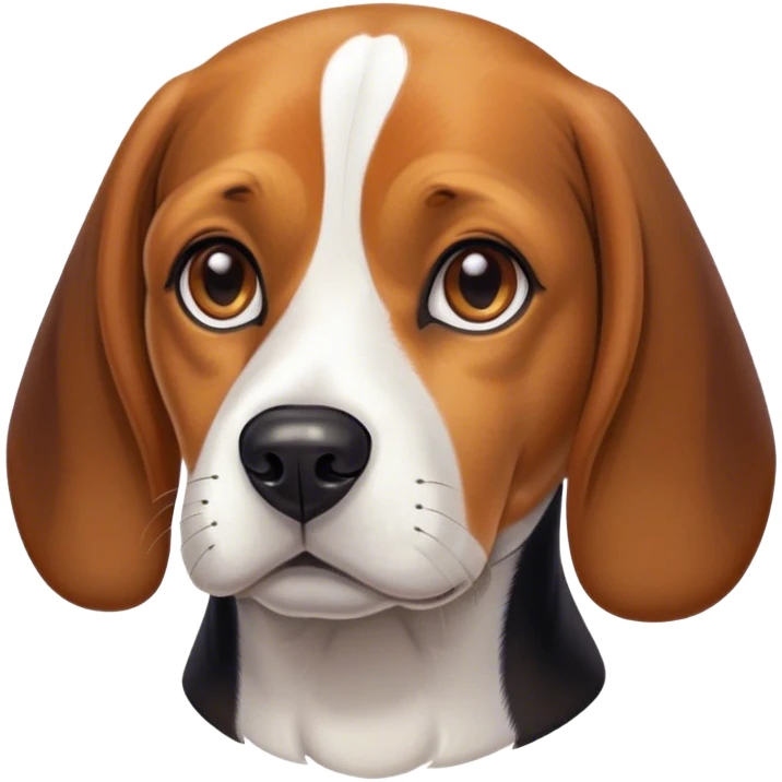 Cinematic Noble Beagle Portrait Emoji, Poised and regal, with a compact, sturdy build and a well-groomed coat of white, brown, and black, deep-set soulful hazel eyes, Simplified yet sharp and sophisticated features, highly detailed, glowing with a soft, dignified glow, high shine, intelligent and loyal, stylized with an air of strength, focused and attentive, soft glowing outline, capturing the essence of a watchful and confident companion, so majestic it feels as though it could step out of the screen with effortless authority! emoji