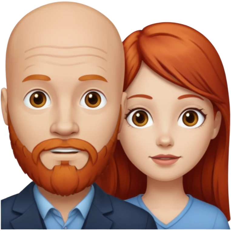 White bald man with red beard white girl with long brown hair  emoji