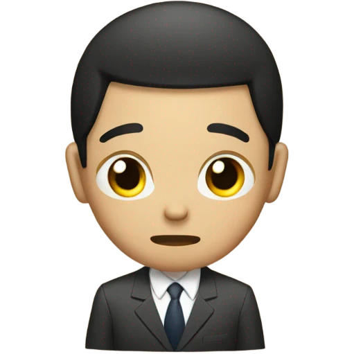 Asian rice farmer wearing suit sad face emoji
