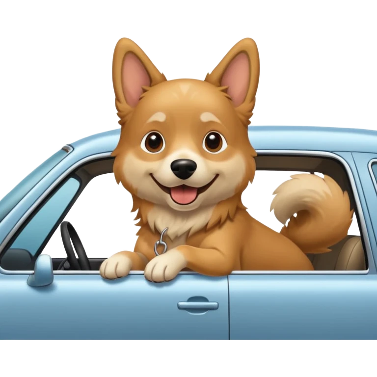 dog hanging out of car emoji