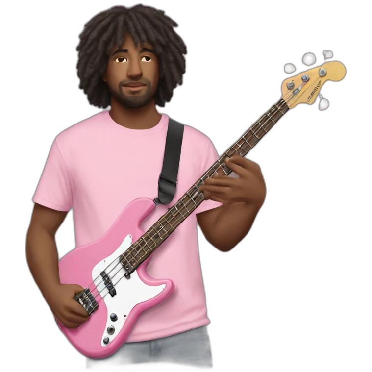 bruned-long-bassguitar-player-pink-tshirt-pink emoji