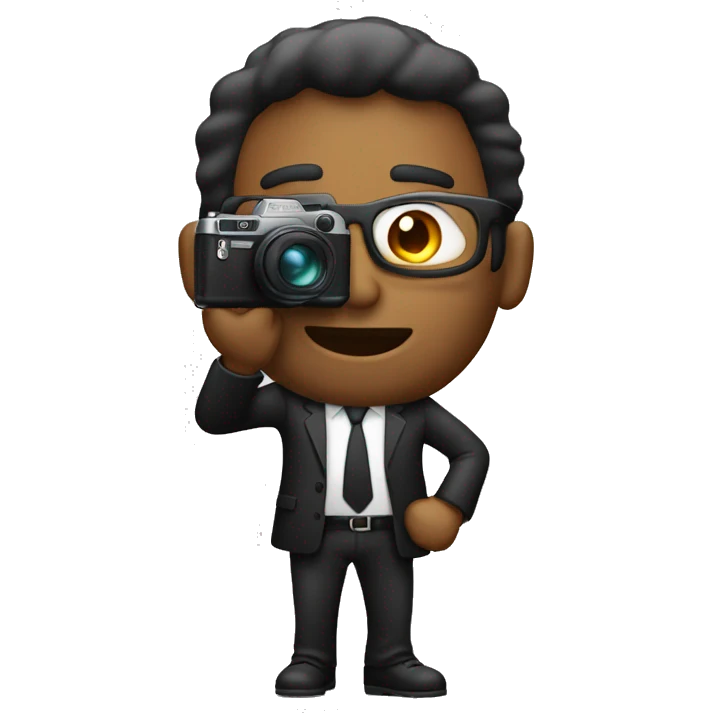hombre negro  con su cámara tomando foto emoji