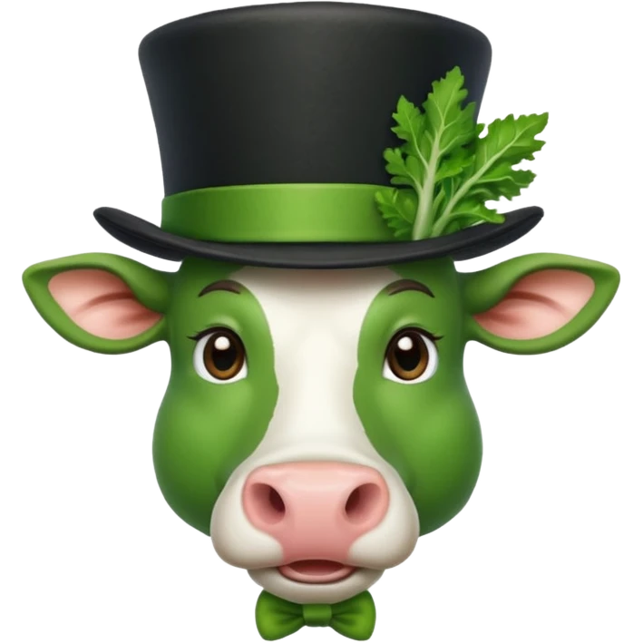 green vegetable with a top cow hat emoji