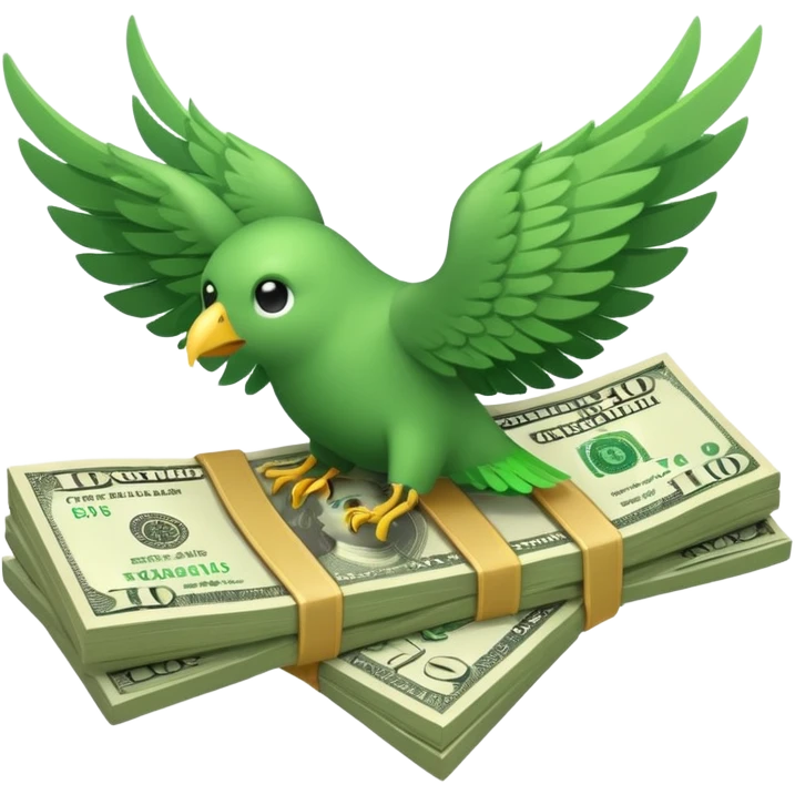 un fajo de dólares con alas volando emoji