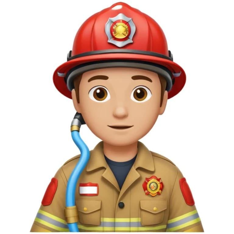 firefighter in uniform holding hose emoji