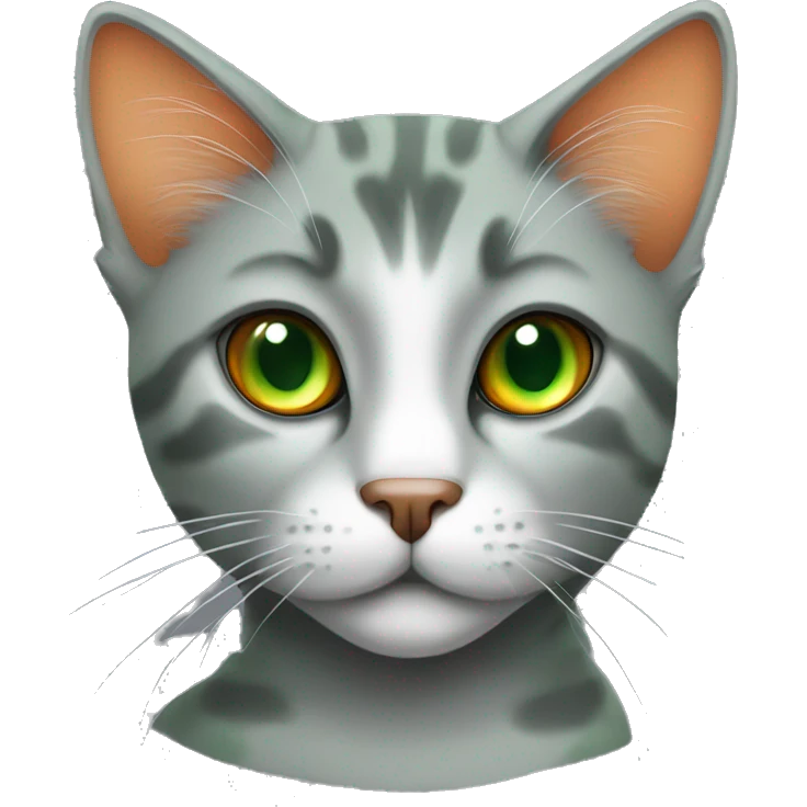 Green eyed cat grey and orange emoji