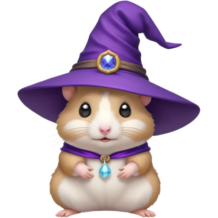 cute hamster wearing a purple witch hat emoji